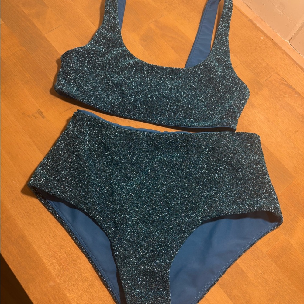 Mikoh Sparkly Blue Bikini Set